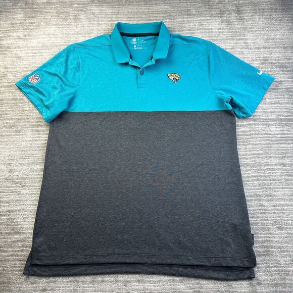 Jacksonville Jaguars Nike Polo Shirt Mens XL Teal Blue NFL Dri Fit On Field - Picture 1 of 10